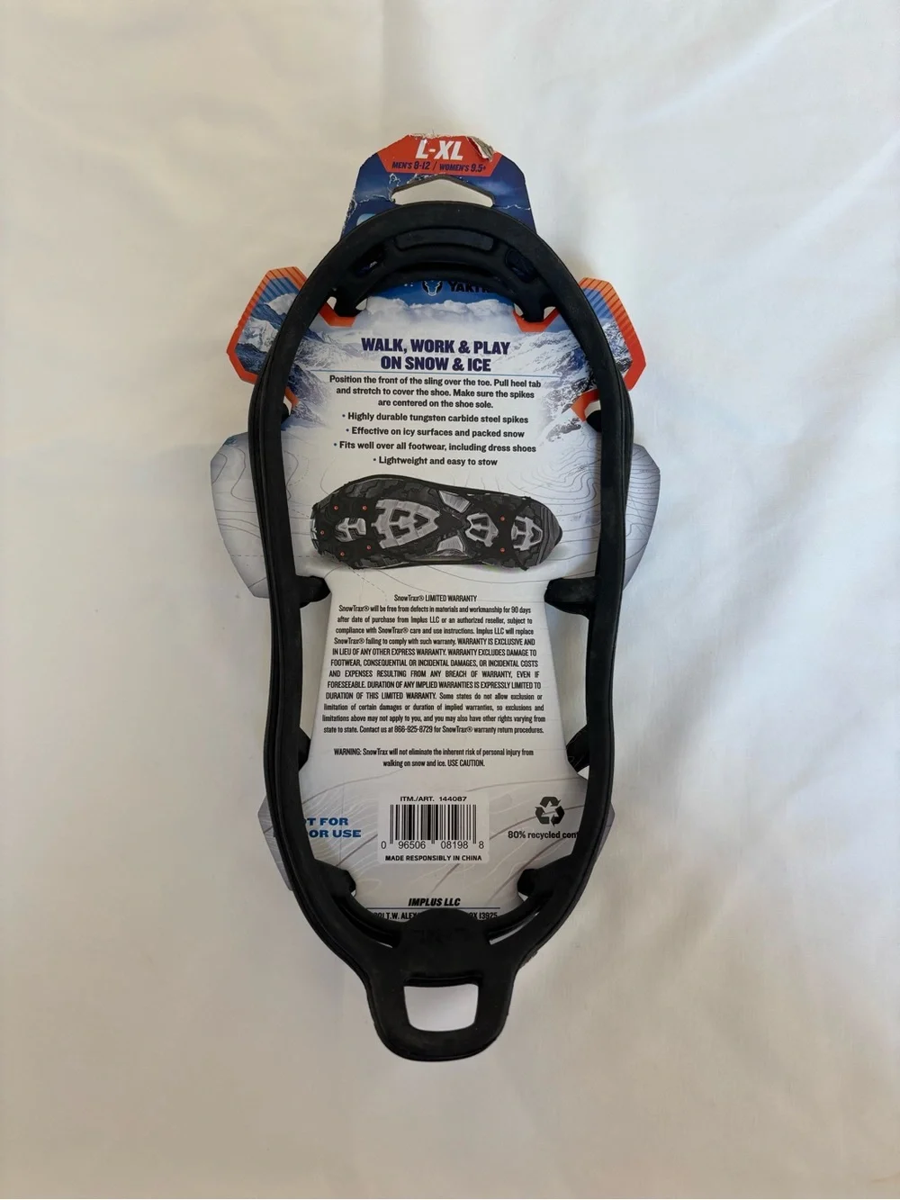 Snow Trax L-XL Black Ice Grips Fits Men’s US Size 8-12 & Women’s US Size 9.5+